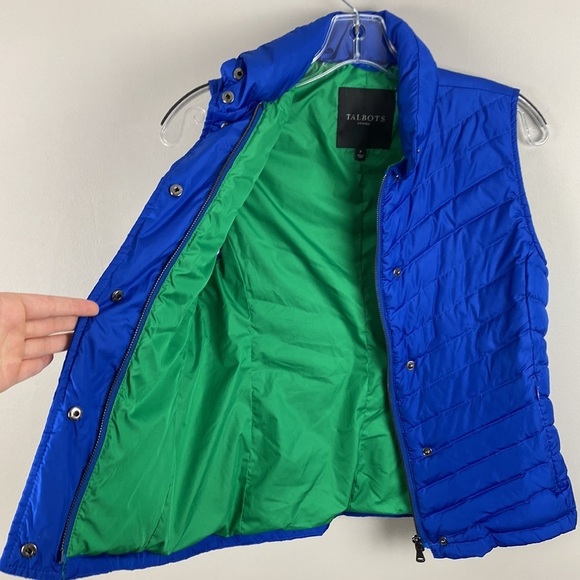 Talbots Blue Quilted Down Vest Size P - Picture 11 of 14